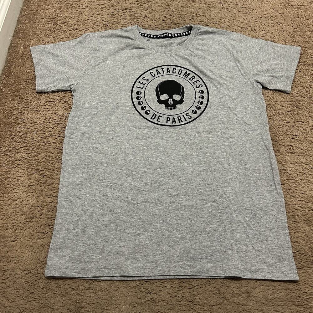 Les Catacombes De Paris Size Small T Shirt Gray Skull